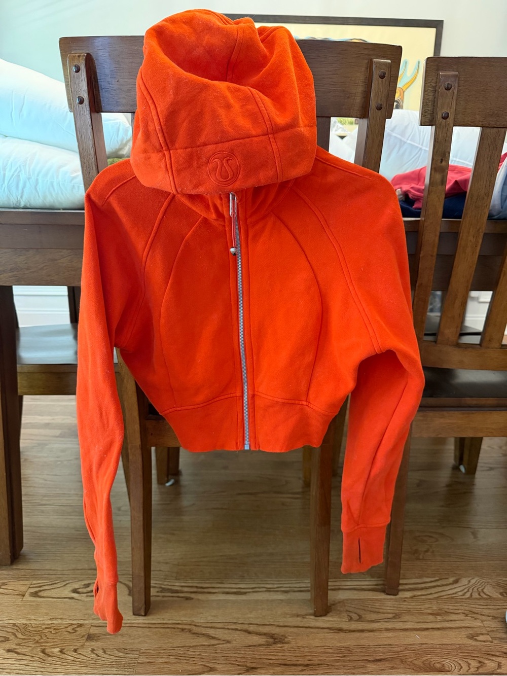 lululemon athletica Bright Orange Hooded scuba cropped Zip Jacket